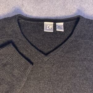Field Gear Cashmere Sweater Mens, Dark Gray Size L, V Neck Pullover Quiet Luxury